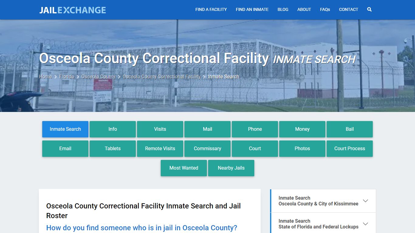 Osceola County Correctional Facility Inmate Search